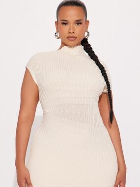 Fashion Nova Cream Ribbed Mini Dress